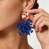 Boho Floral Drop Earrings Handmade Multi-Layer Pendant With Enamel Finish Women Fashion Statement Jewelry
