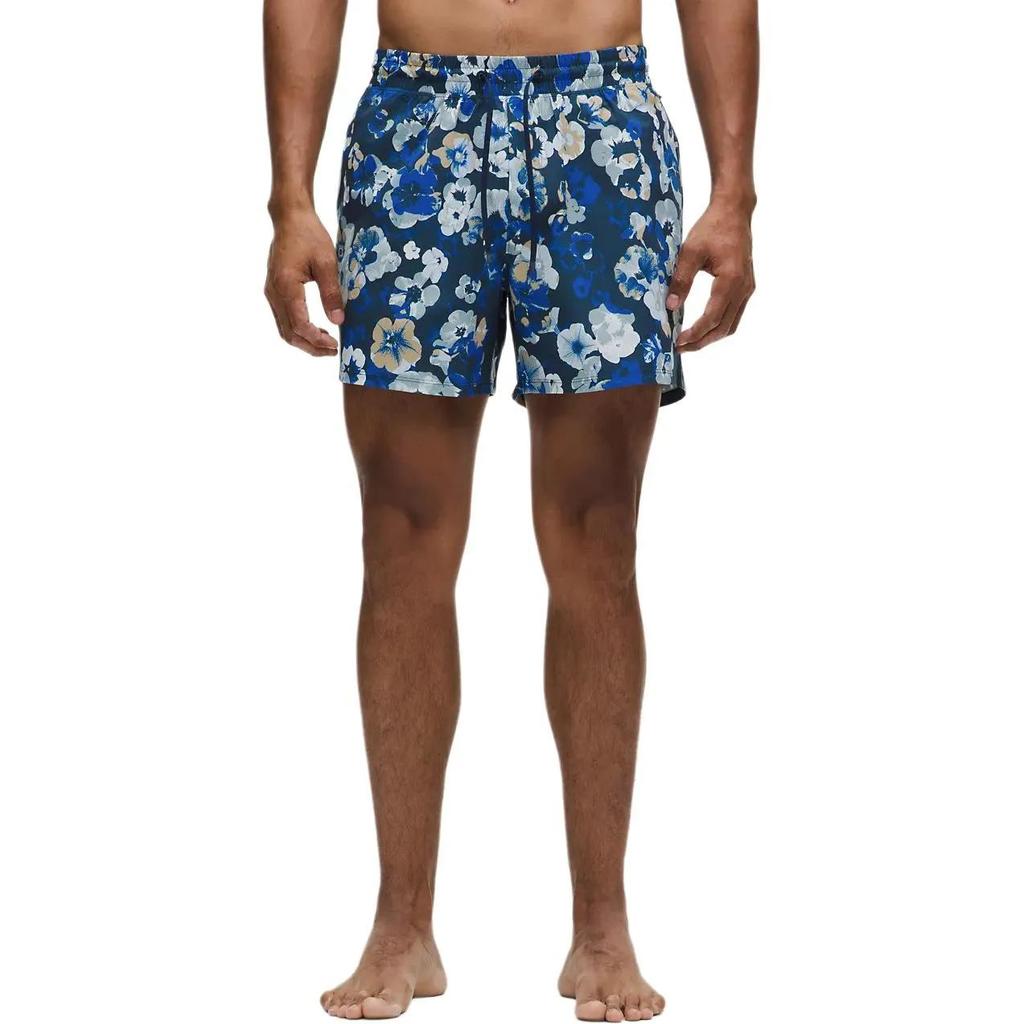 Lululemon Swimming Shorts 5' Men's Furong Green (Unisex) Beach Shorts LM7BLIS | Floral Glow Blue Multi