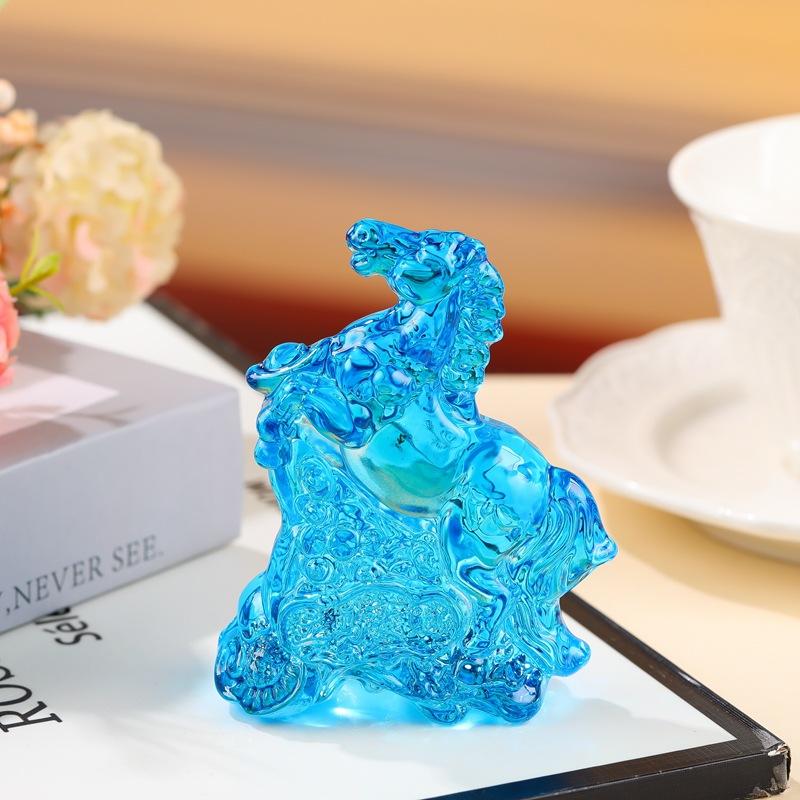 2026 Statuie Zodiac Cal Colecție Feng Shui Cristal Lux Ușor Ornament Prindător de Soare Cal Decor Birou Acasă