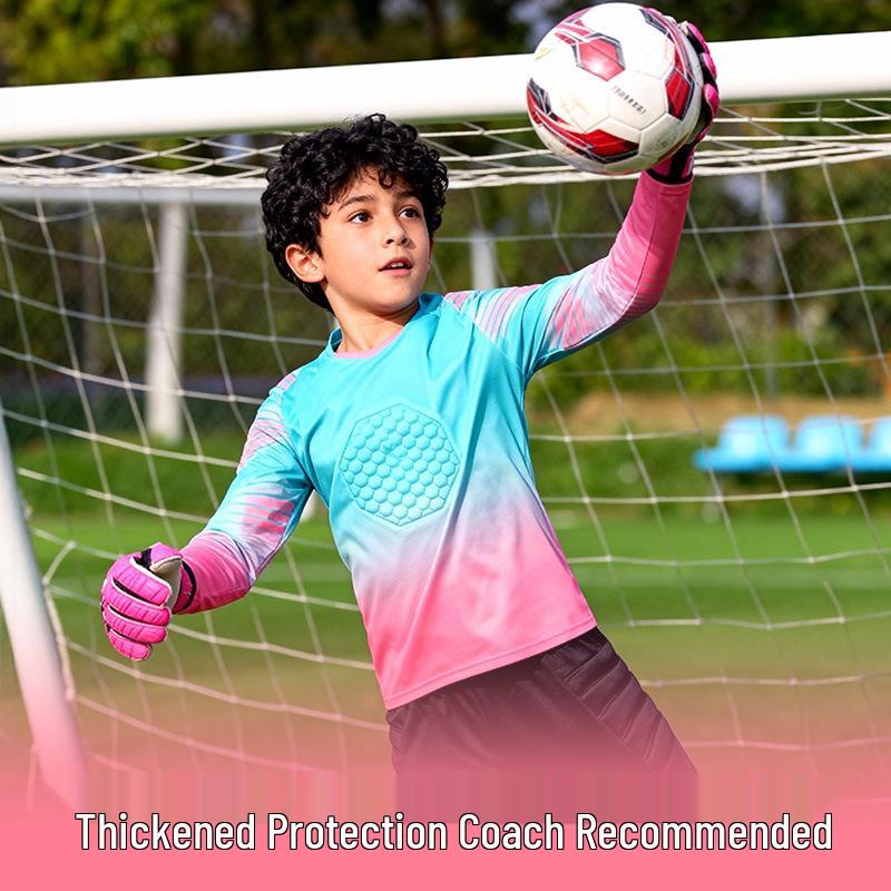 Kids' Long-Sleeve Goalkeeper Uniform with Chest Protection for Football Training