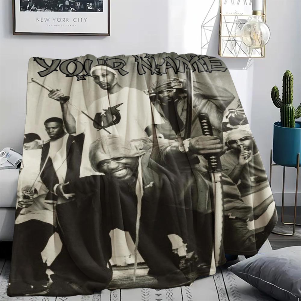 1PC Custom Name Wu Tang Clan Patterned Flannel Blanket Suitable For All Seasons for Home Decor Warmth and Comfort Gifts Holiday Present