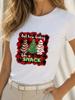 (Asian Size) Short Sleeve T-shirts Happy Festival Merry Christmas Fashion Women's Top O-neck T Shirt Print Casual New Year Clothing Graphic Tee