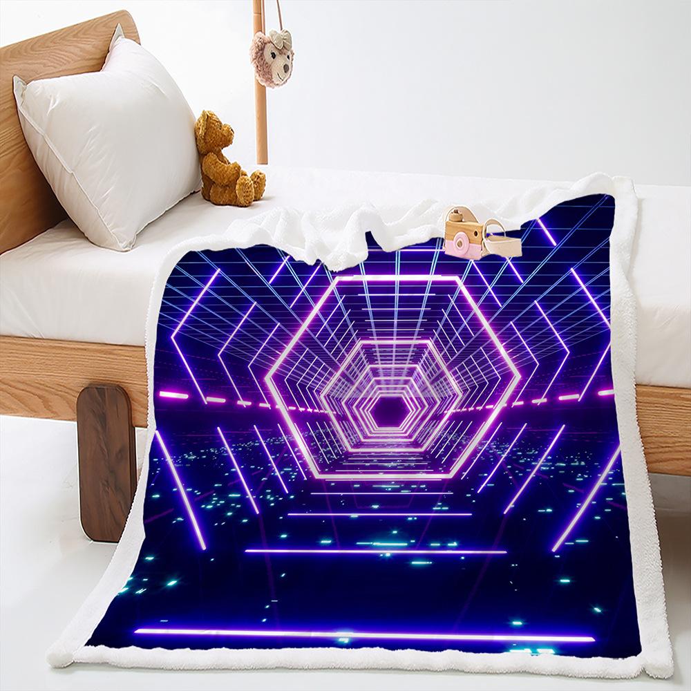 Blanket 2D Digital Printing Lamb Fleece Crystal Fleece 2D Magic Pattern Blanket Cover Blanket
