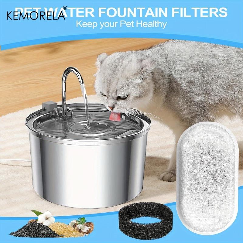 12PCS Cat Water Fountain Filters Activated Carbon Sponge for Home Stainless Steel Pet Water Dispenser Healthy Care Accessory