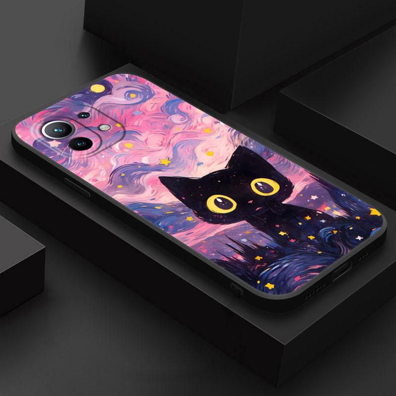 Cartoon Cat Van Gogh Starry Painting Phone Case For Xiaomi Poco X7 F7 Pro X3 X5 X6 M5 M7 F6 Mi 15 Ultra 14T 13T 12 11T Pro Cover