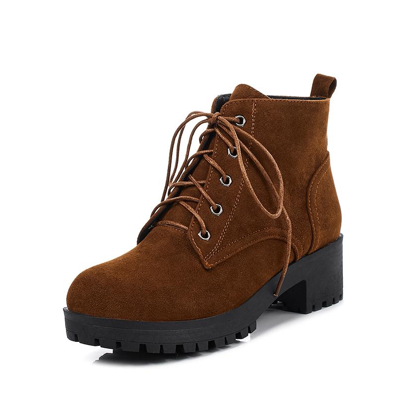 Mode 2024 Große Größe 34-43 Quadratische Absätze Damenschuhe Frau Stiefelette Freizeit Stiefel Schwarz Plateau Schuhwerk jiko