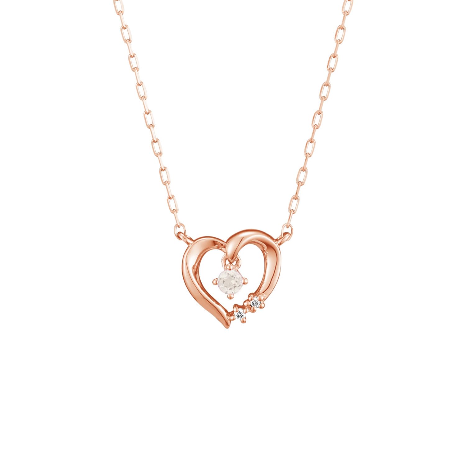 

June Birthstone Moonstone K10 Pink Gold Necklace 111826123119 4℃
