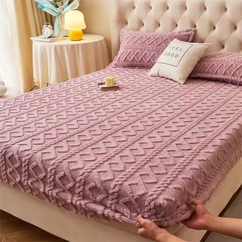 150x200/180x200/200x220cm Koralový Samet Prostěradlo Přehoz Mléčný Samet Ochranný Potah Matrace Zimní Plyšový Izolační Přehoz