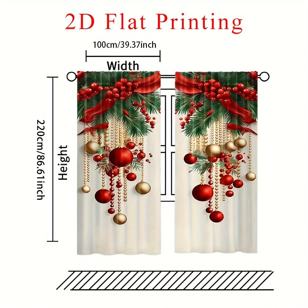 2 Adet Polyester Noel Direği Çantası Baskılı Pencere Perdesi Doğum Günü Partisi Dekorasyonu Arka Plan Perdeleri Oturma Odası İçin