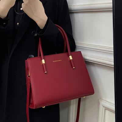 2025 New Autumn Winter Fashion Women's Handheld Tote Bag Single Shoulder Red Elegant Bride Wedding Bag Box Bag