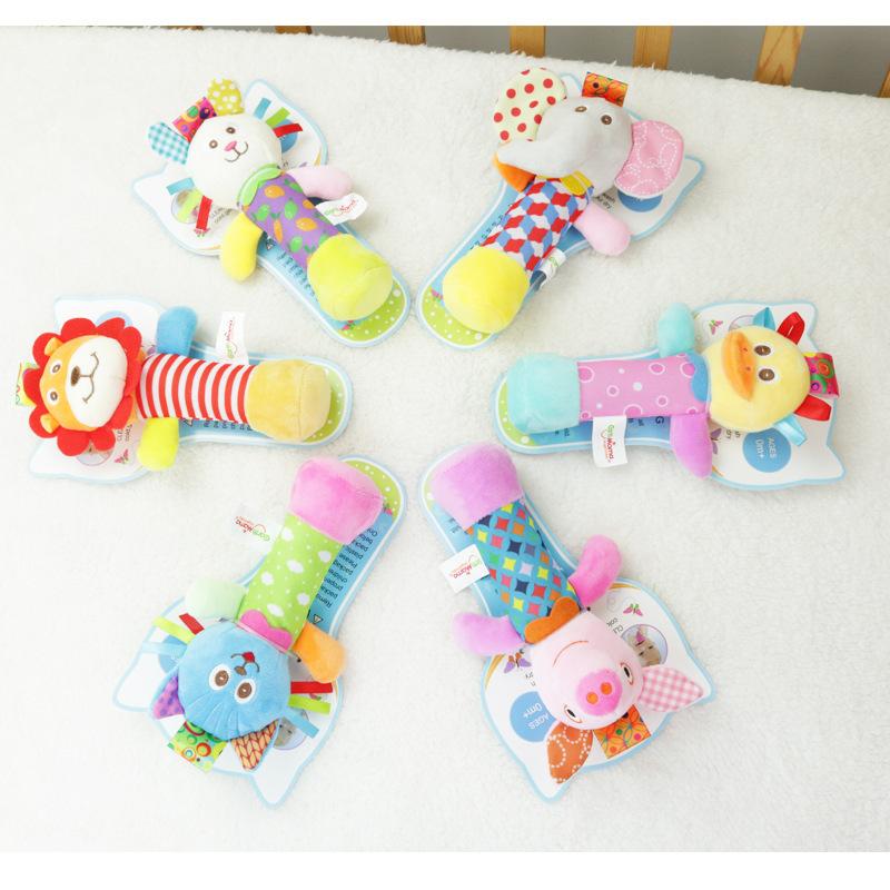 Newborn Baby Hand Crank Cartoon Animal Hand Crank With Rattle Bb Stick