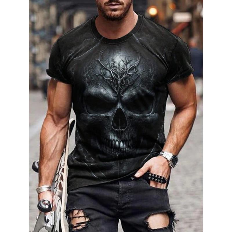 Tricou pentru bărbați Summer Everyday Street Tricou bărbați cu imprimeu cu cranii Top casual cu mâneci scurte Sport în aer liber Moda tricou bărbați