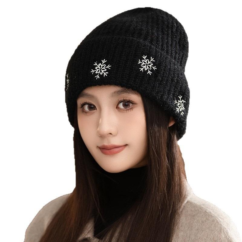 Autumn and winter thickened warm hat women's big head circumference shows a small face Baotou hat versatile knitted wool hat ear protector cold hat