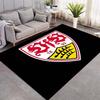 Fußballverein Wappen Schwarzer Hintergrund Druckfläche Teppich Fußballfan Rutschfeste Rechteckige Fußmatte Spielzimmer Wohnzimmer Schlafzimmer Heimdeko Teppich