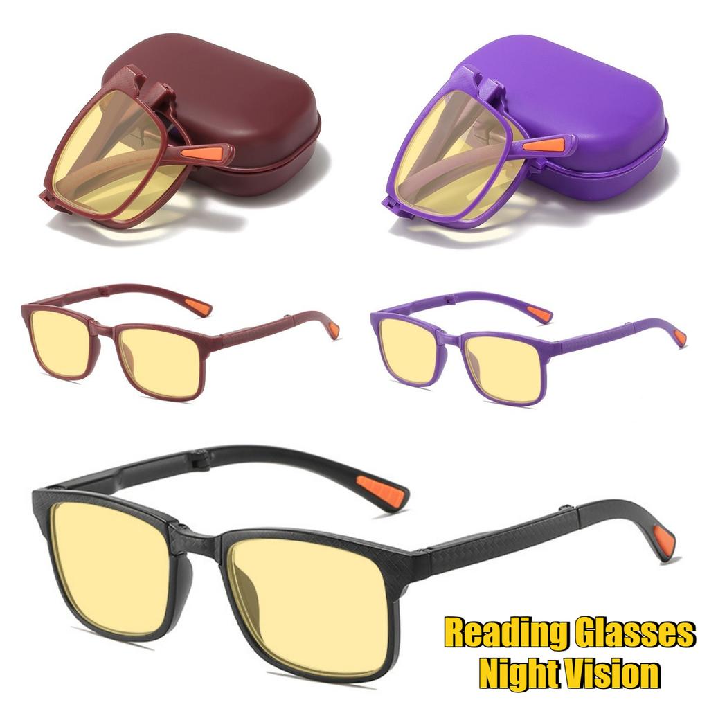 Portable Foldable Night Vision Reading Glasses Ultra-light Anti-blue Light Presbyopia Glasses Neutral Fashion Glasses To +4.0