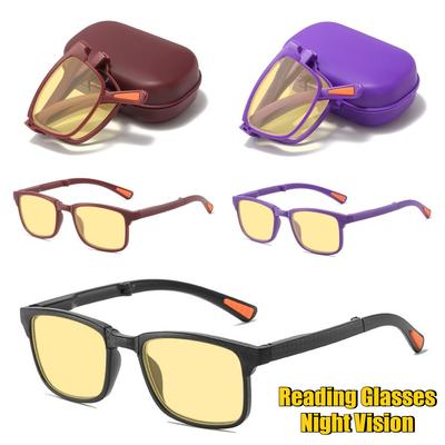 Portable Foldable Night Vision Reading Glasses Ultra-light Anti-blue Light Presbyopia Glasses Neutral Fashion Glasses To +4.0