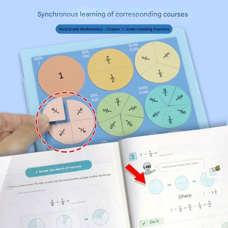 Wooden Magnetic Fraction Learning Kits For Elementary Students Educational Math Manipulatives