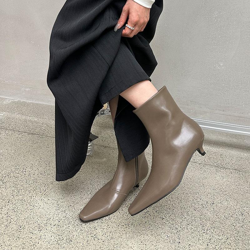 Fashion Female Low Heel Footwear Ladies Modern Ankle Boots Fashion Pointed Toe Women Short Stretch Boots Zippers Shoes Pumps