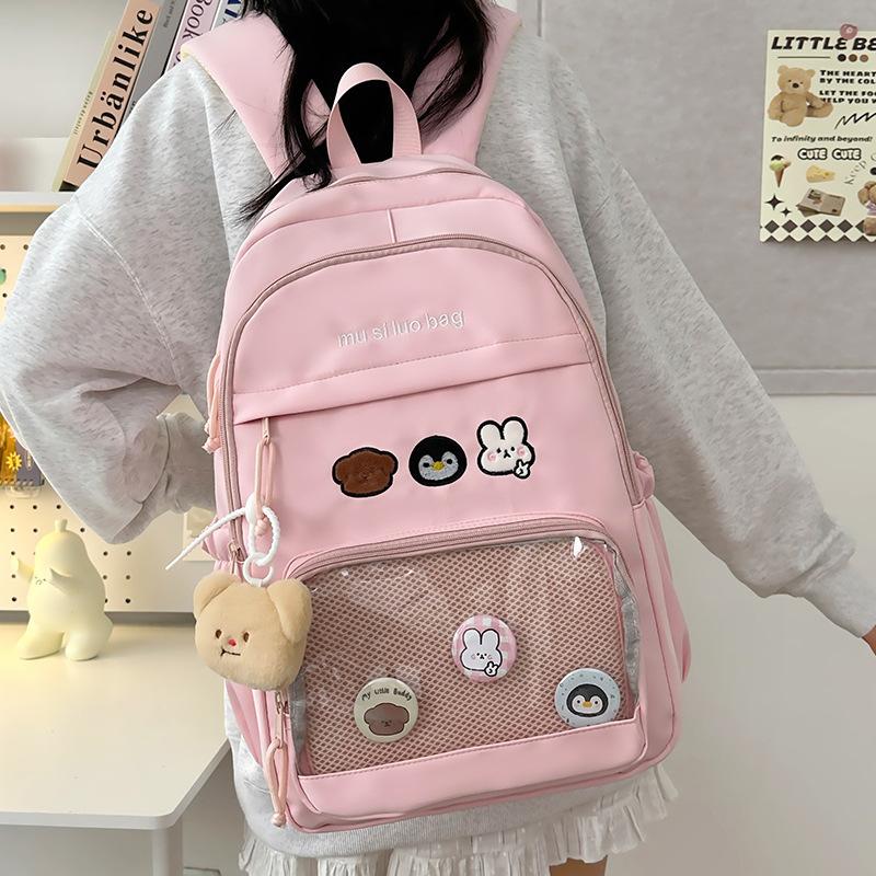 Schoolbag Campus School Bag Female College Student Cute Pain Bag ins Wind Junior High School Student Transparent Backpack High School Large
