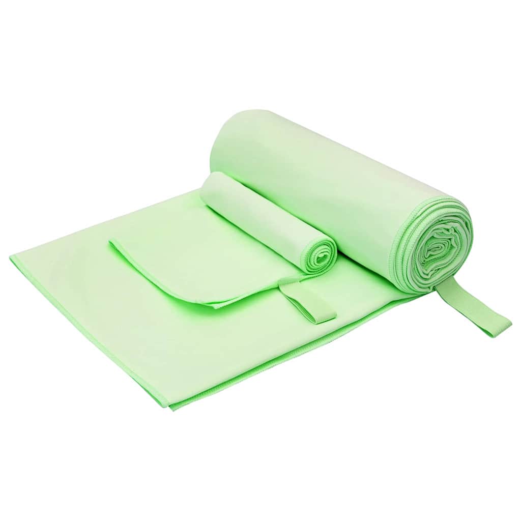 Sports Towel Set 2 pcs Green Fabric