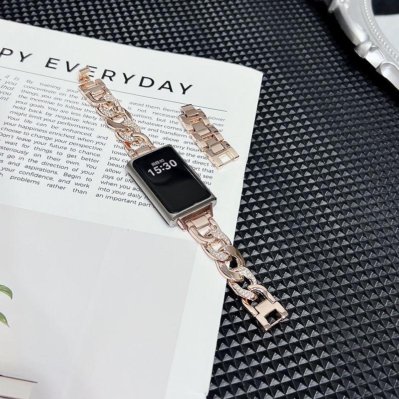 Bling Diamonds Metal Bands for Huawei Watch Band 11 Wristband Dressy Stainless Steel Strap Bracelet for Huawei Bands 11 Pro