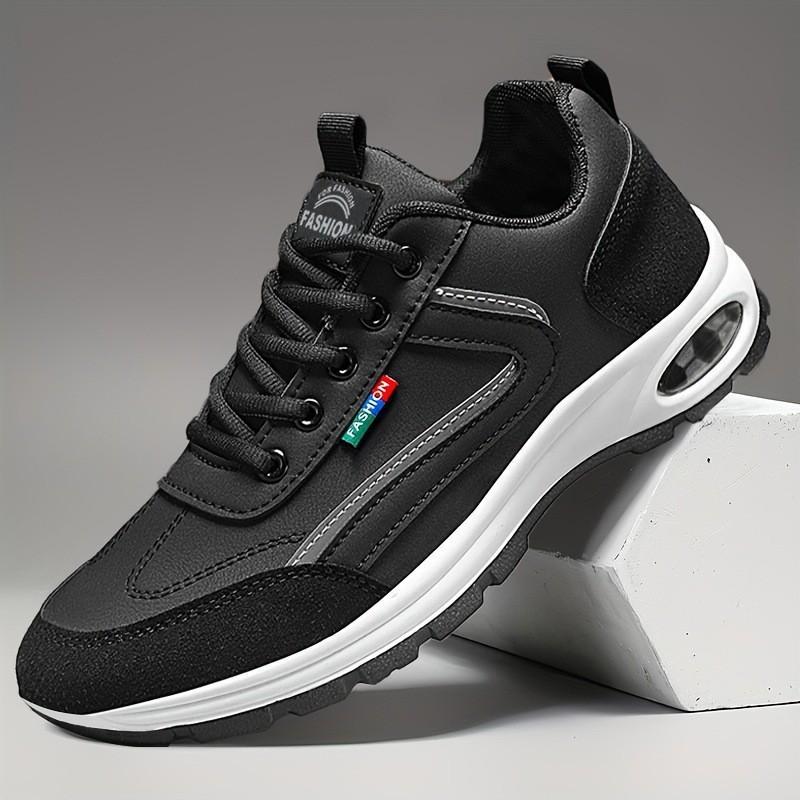 Men's casual sports shoes, four-season leather large-size thick-soled air cushion non-slip shoes, men's shoes