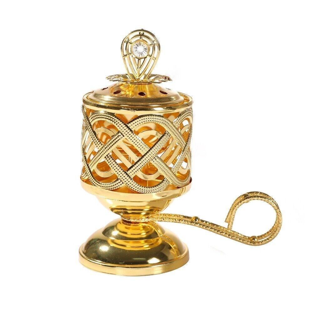 New Traditional Middle Eastern Arabic Incense Stove Handheld Metal Incense Stove Gold Aromatherapy Furnace Hotel