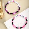 2 pcs of Letter Elastic Bead Bracelets for Couple Bff Trendy Jewelry Gift