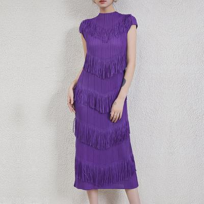 European & American Style Miyake Pleated Tassel Dress - Long Elegant Summer Skirt