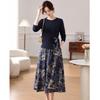 Women's Elegant Long-Sleeved Skirt Two-Piece Set