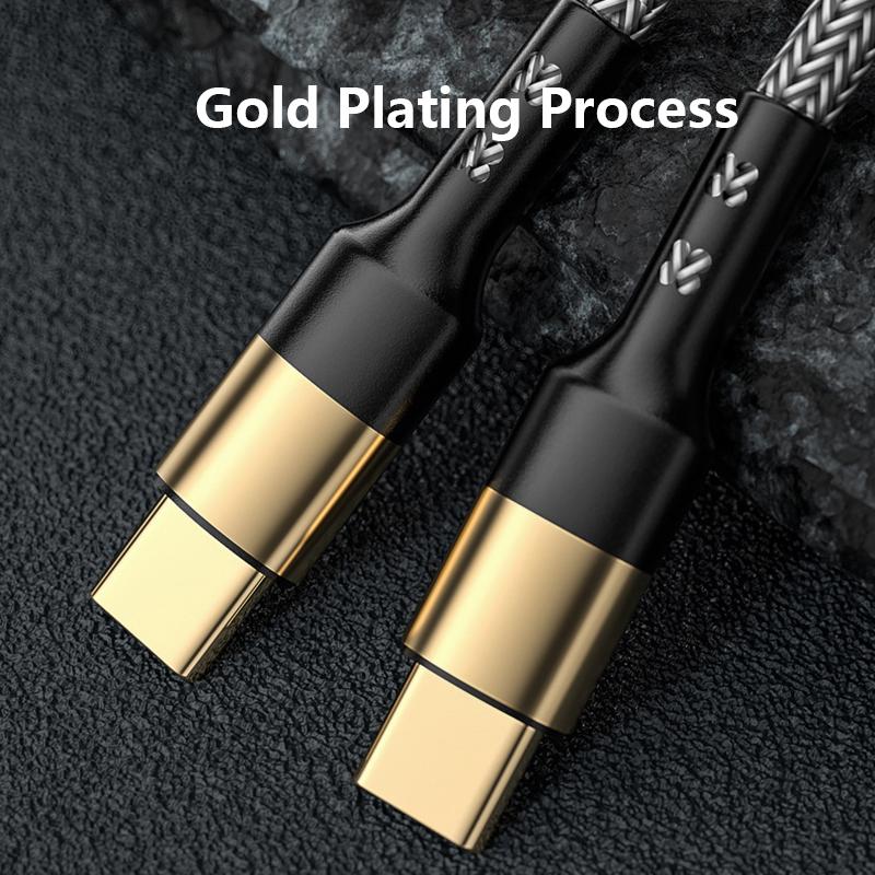 VAORLO 60 W USB C į USB Type C, skirtas Samsung S20 įkrovimo kabelis 5A CC, skirtas MacBook iPad Pro Quick Charge 4.0