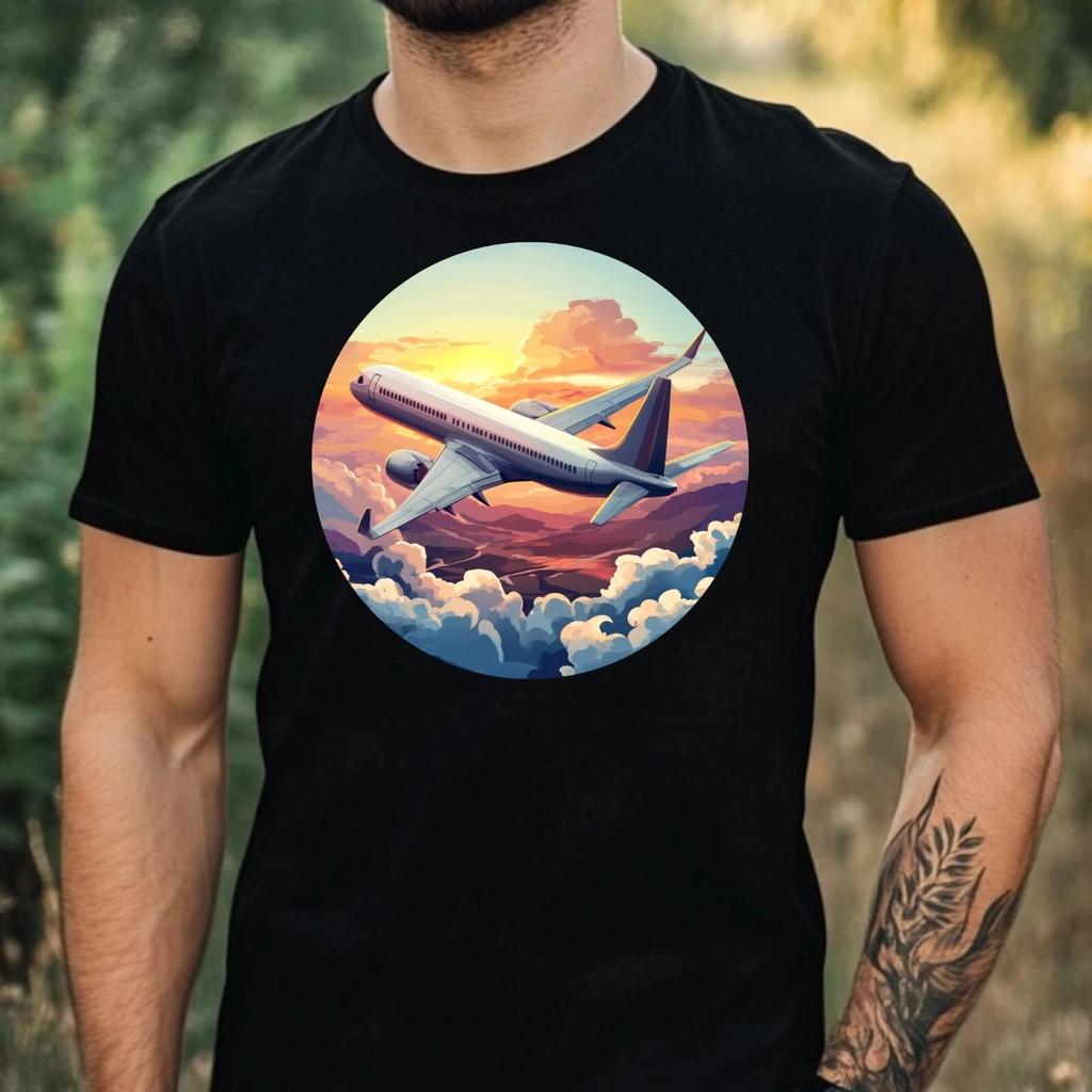 T-Shirt Herren Flugzeug Motiv Baumwolle Größe XS bis 5XL