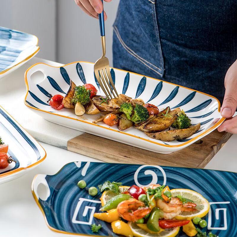 11.8-inch Japanese Ceramic Rectangular Deep Dish Plate