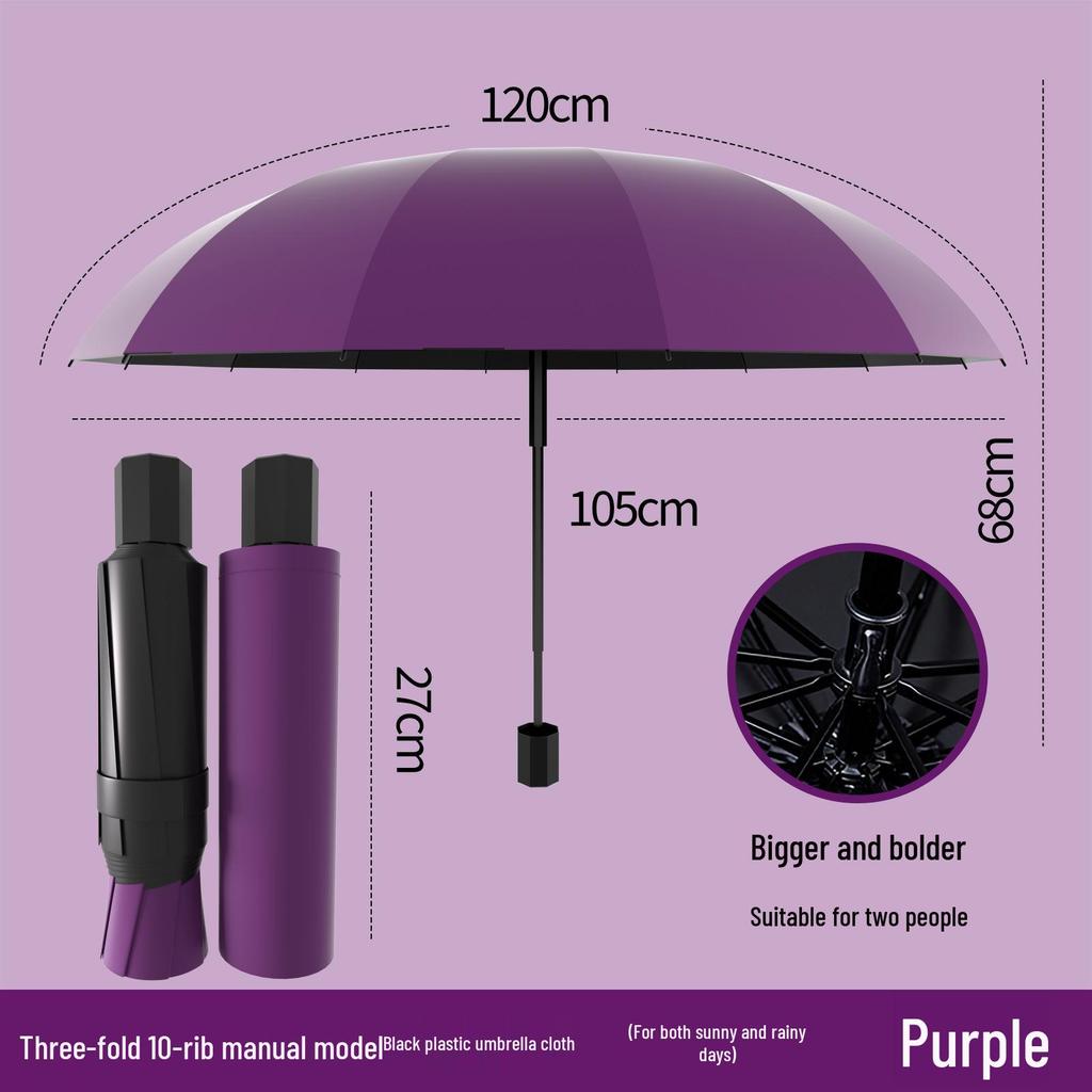 Dual-Use Anti-UV Large Folding Umbrella for Rain and Shine