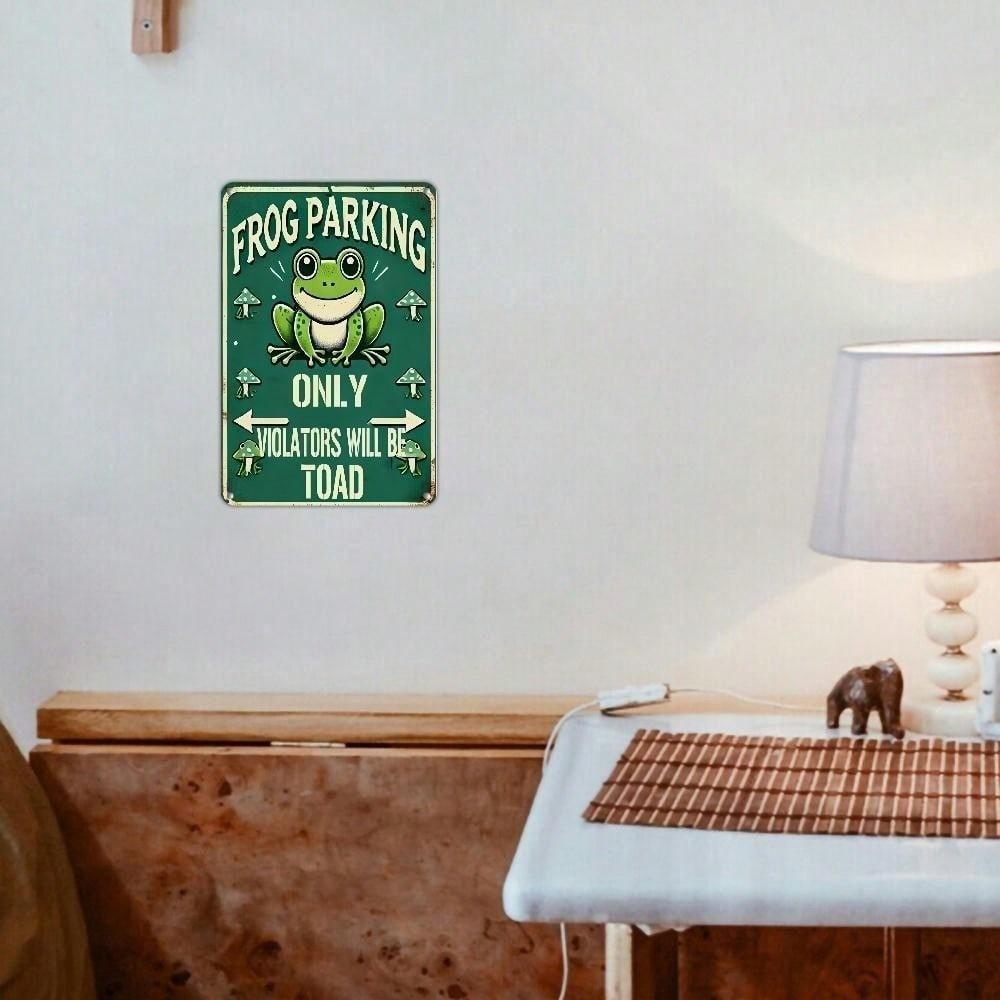 Vintage Metal Poster Frog Sign Garage Wall Art 8x12 Inch Home Gift