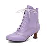 Retro Women's Cosplay Boots Kitten Heels Shoes Burnishing Process Round Toe Short Boots 2024 Autumn Winter Party Footwear