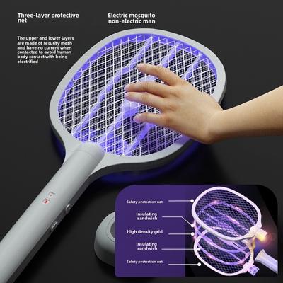 New 2-in-1 Electric Mosquito Swatter with Storage Base,rechargeable,fly,bat,insect,use for Home Office,backyard,terrace Camping