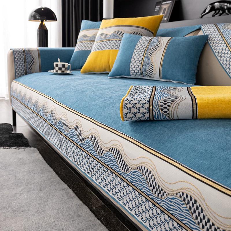 Herringbone Chenille Sofa Cushion Covers Anti-Cat Scratch Non-Slip Winter Couch Protector Cover for Sofa Living Room 1 Piece