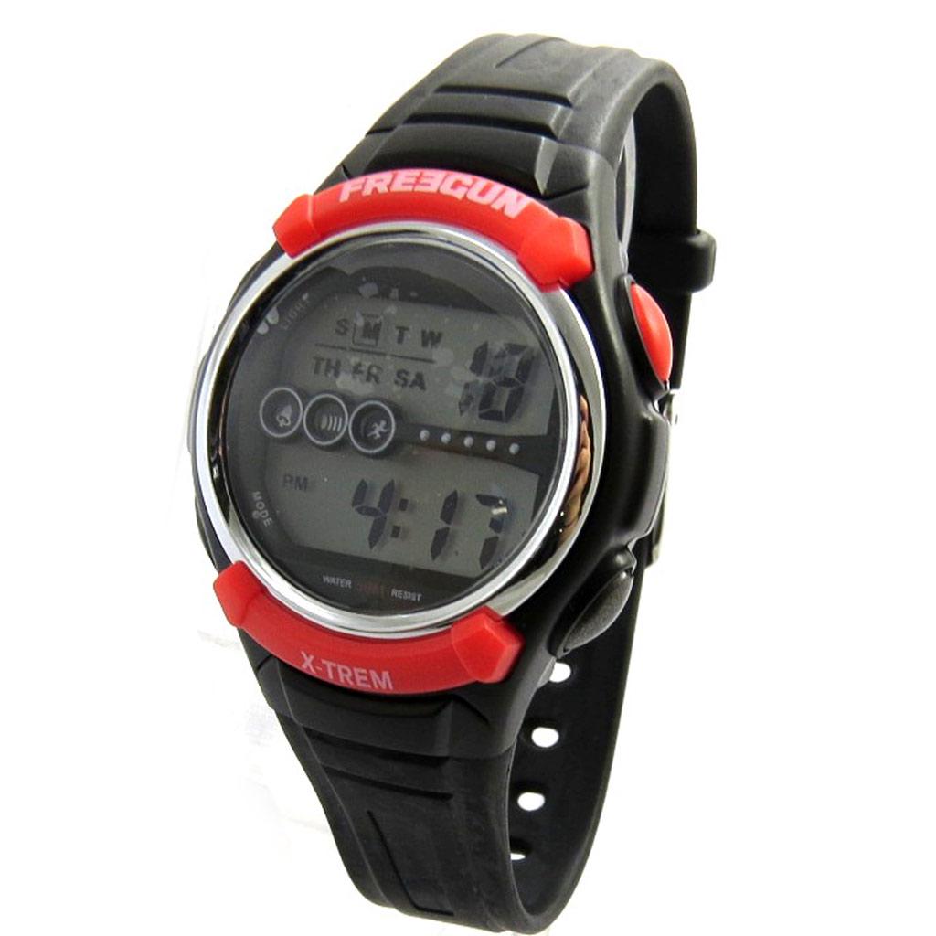 Freegun [N0129] - Black Red Silicone Watch 'Freegun' (digital)