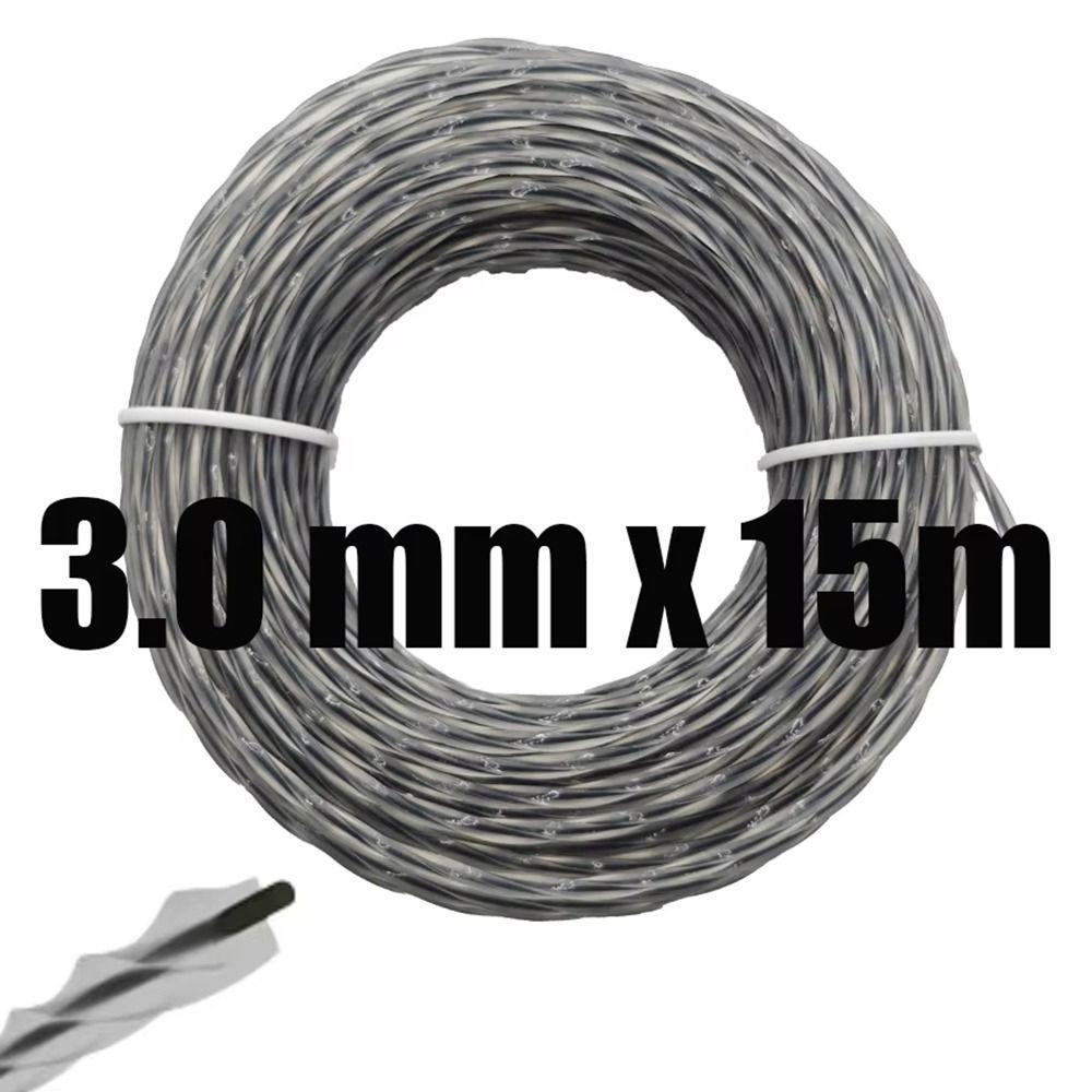 1 role Odolné lano pro křovinořez 3,0 mm * 15 m Spirálové lanko pro křovinořez Nylonové lano pro sekačku na trávu Příslušenství k sekačce na trávu