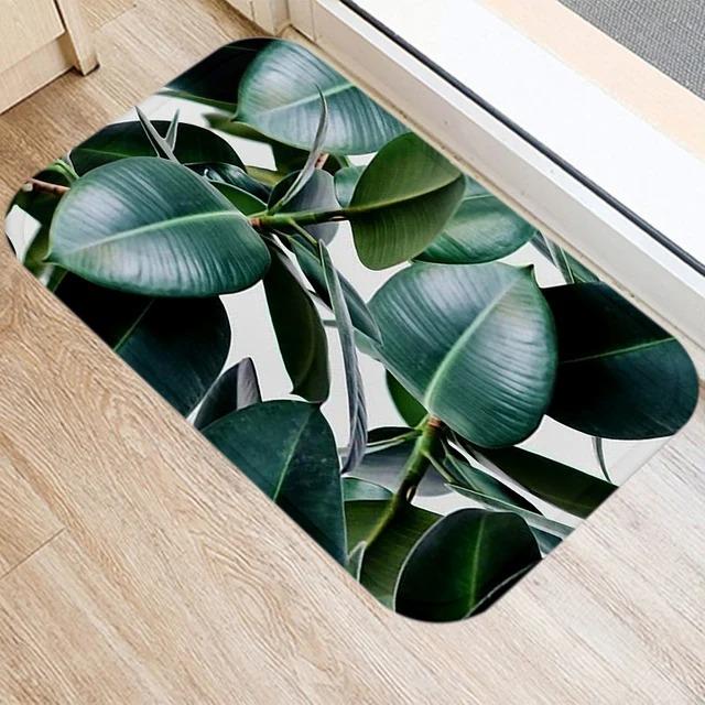 Tropical Plants Leaf Mat Kitchen Rugs Anti-slip Home Hallway Bedroom Entrance Carpets Washable Bathroom Porch Decorative Doormat