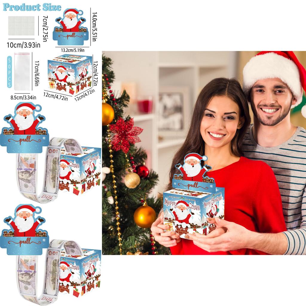 Christmas Santa Gift Box With Blue Gradient Paper For Holiday Party Decor And Giving