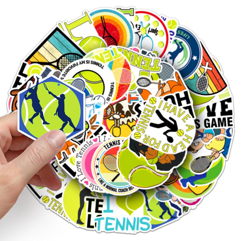 50pcs Waterproof Tennis Sports Stickers for Suitcase, Notebook, and Phone Decoration