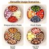 304 Stainless Steel Divided Plate Round Shape Four-grid Compartment Tray Large Capacity Kitchen Prep Tray