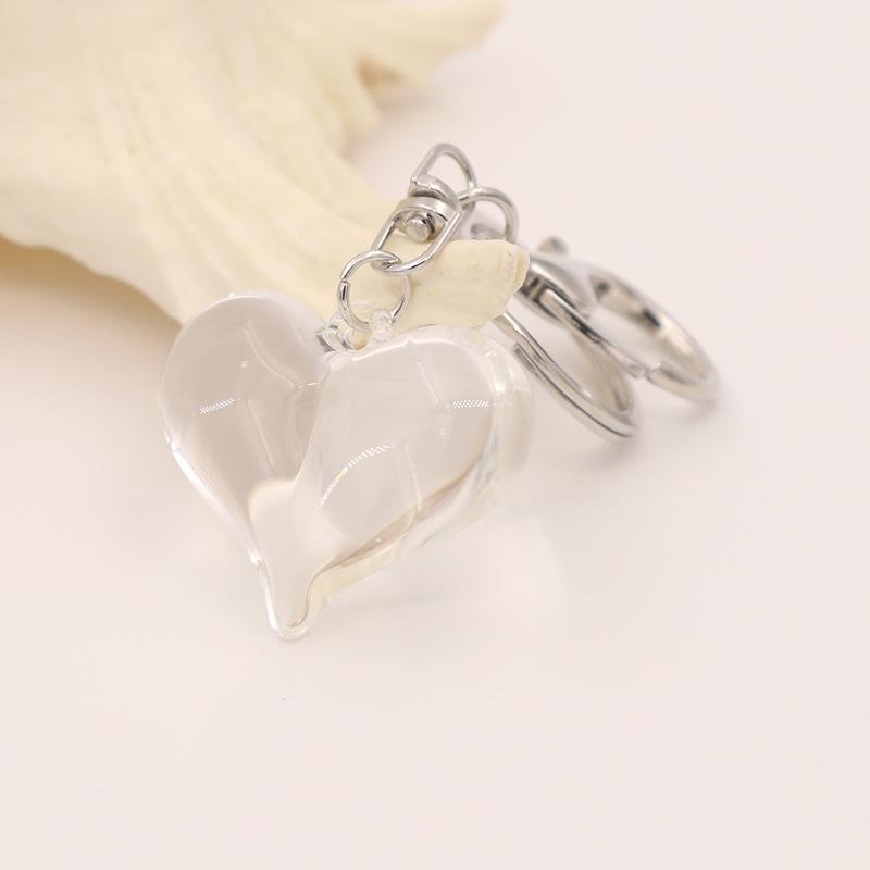 Clear Acrylic Heart Pendant Keychain Charm for Bags & Couples