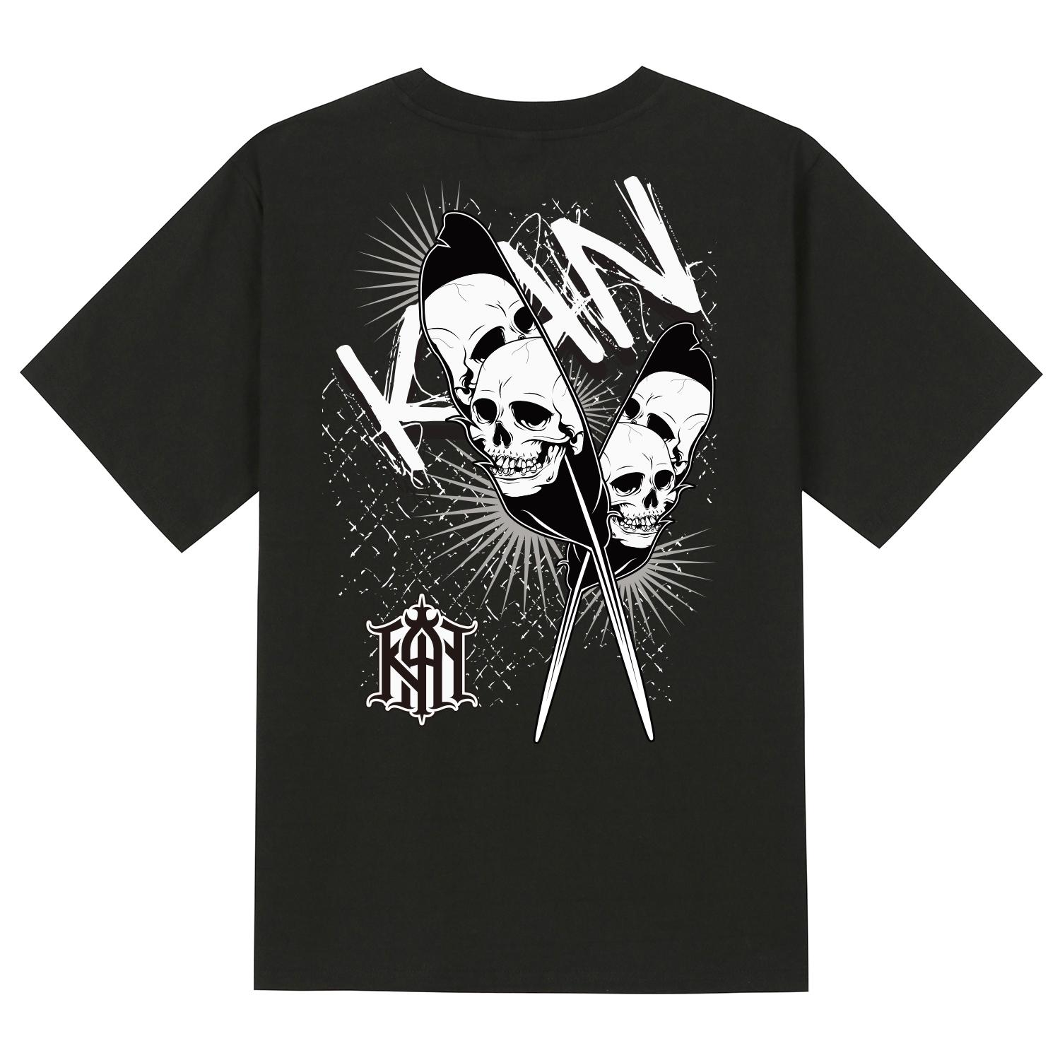 Khan 6312 Ktb0091 Wing Skull Short Sleeve T-Shirt - Black Black/L