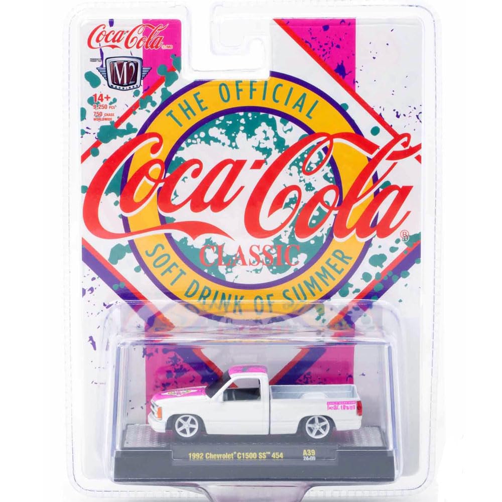 M2 MACHINES Масштаб 1:64 Ассортимент Coca-Cola A39 «1992 Chevrolet C1500 SS 454» белый