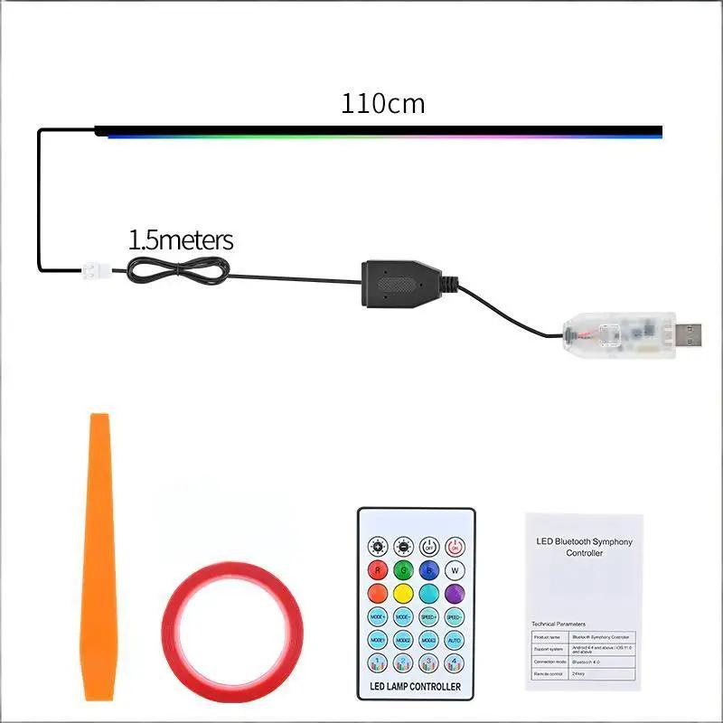 Universal 10-in-1 Car LED Interior Ambient Light Kit RGB Color Changing Acrylic Strip Lights with APP & Remote Control for Car