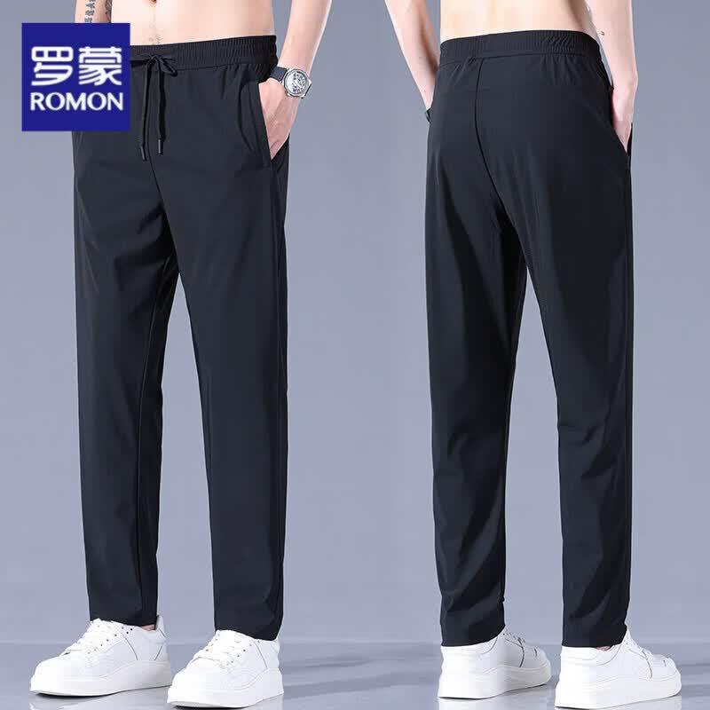 Luomeng Men's Ice Silk Straight Casual Trousers