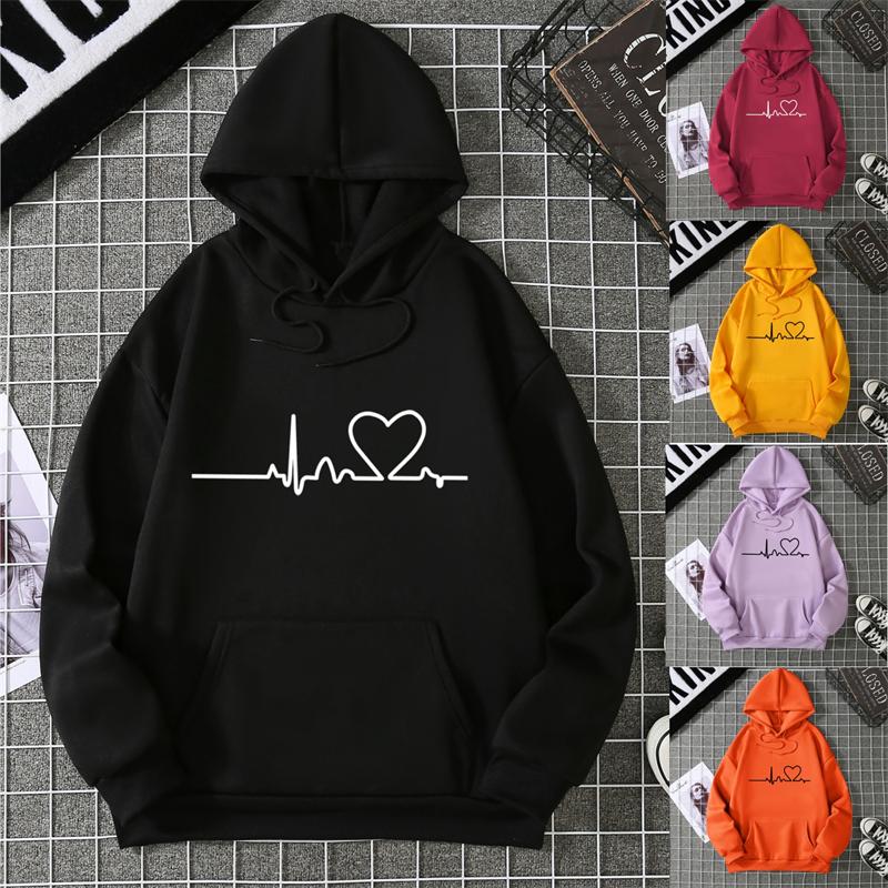 Winter Women's Hoodie High Street Unisex style Double Pockets Sweatshirts Outerwear Plus-Size Women's Clothing